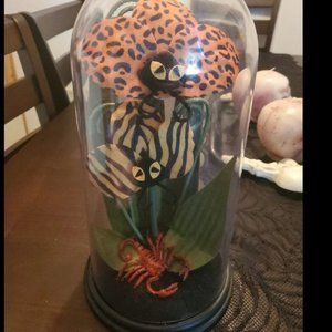 Hyde & EEK Boutique Animal Print Halloween Faux Creepy Plants Cloche Terrarium